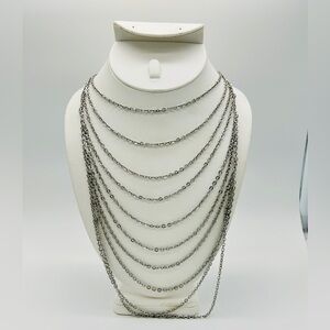 Stainless Steel Multi-Strand Necklace; 21 inch length and 8 inch drop
